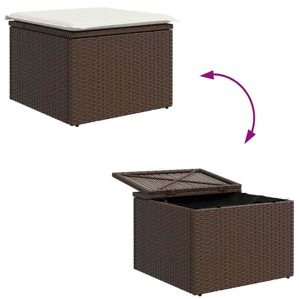 Tuin Sofa Set met opslag 4 pcs Bruin poly rattan is nu te koop bij PeponiXL, paradijselijk wonen!