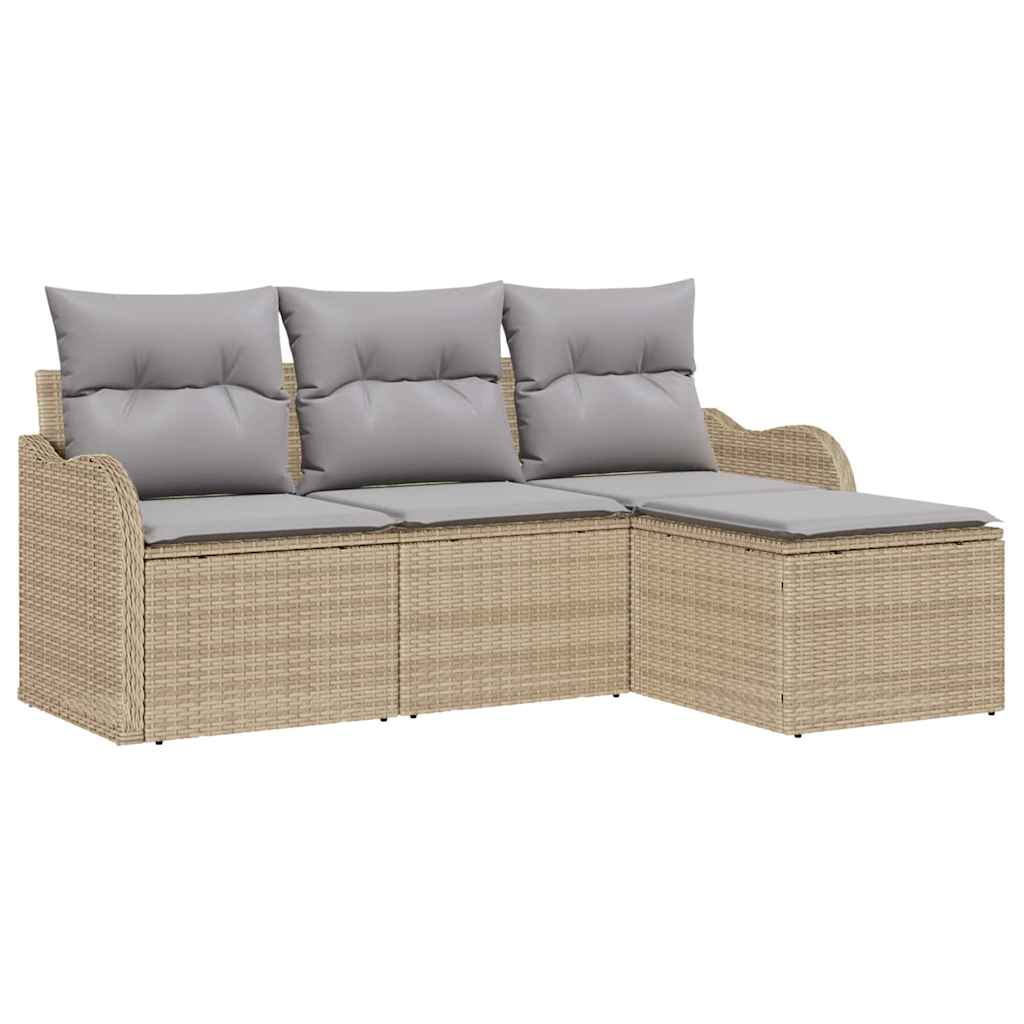 Tuin Sofa Set met opslag 4 pcs Beige poly rattan is nu te koop bij PeponiXL, paradijselijk wonen!
