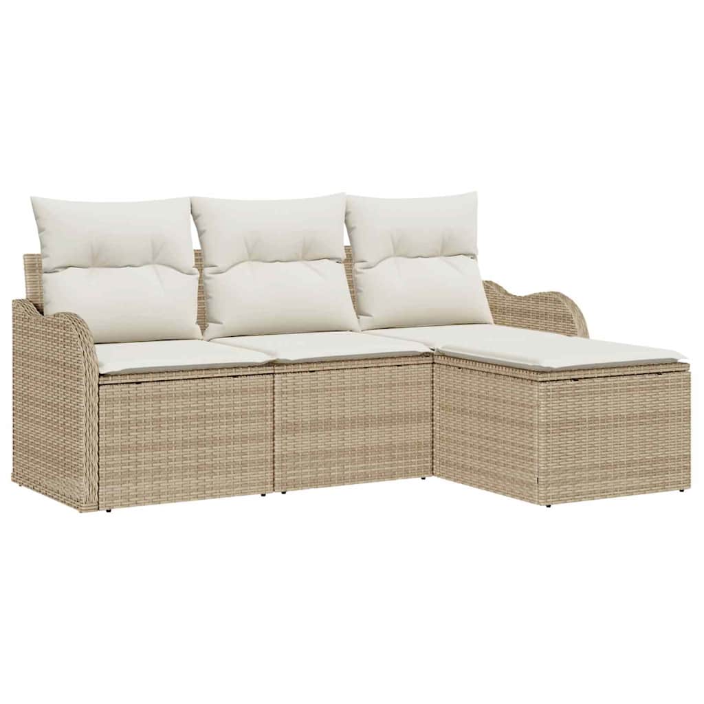 Tuin Sofa Set met opslag 4 pcs Beige poly rattan is nu te koop bij PeponiXL, paradijselijk wonen!