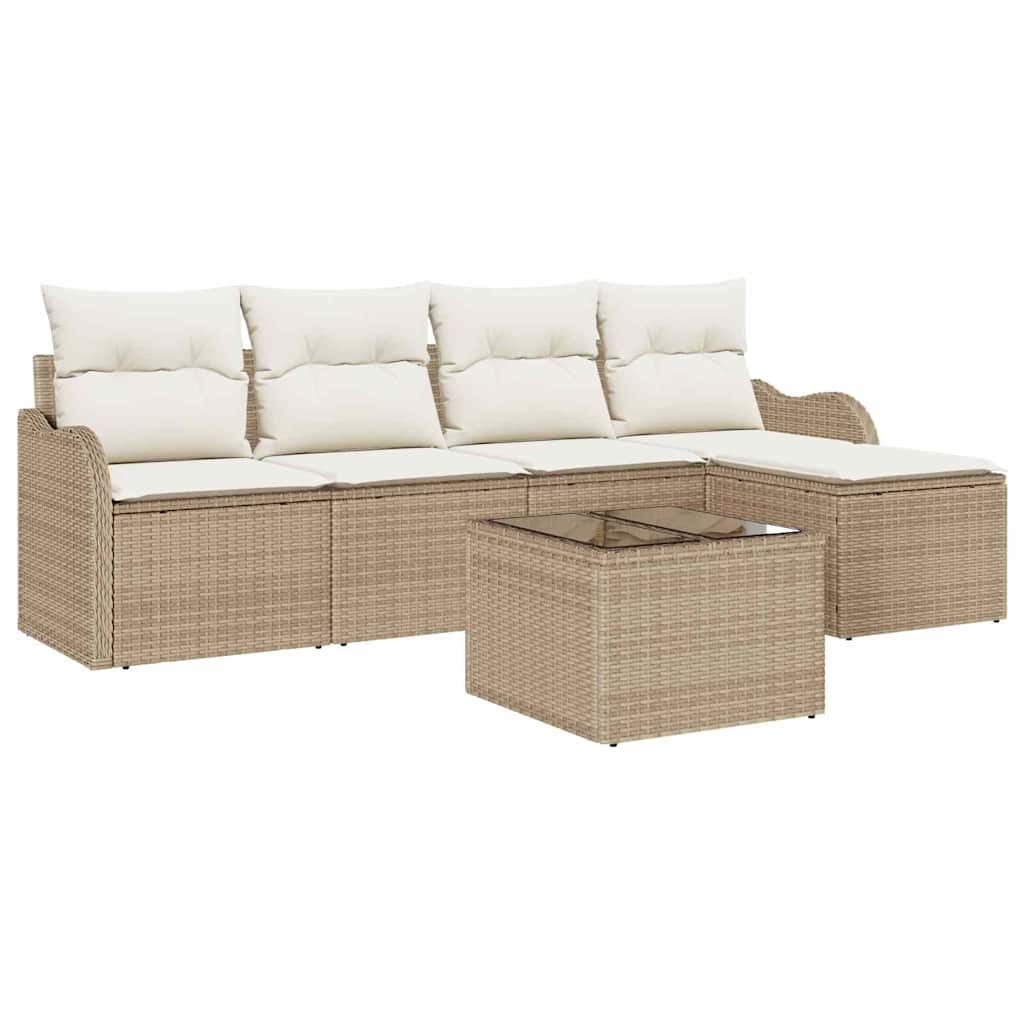 Tuin Sofa Set met kussen met opslag 6 pcs Bruin Poly riet is nu te koop bij PeponiXL, paradijselijk wonen!