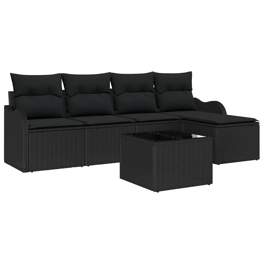 Tuin Sofa Set met kussen met opslag 6 pcs Beige Poly riet is nu te koop bij PeponiXL, paradijselijk wonen!