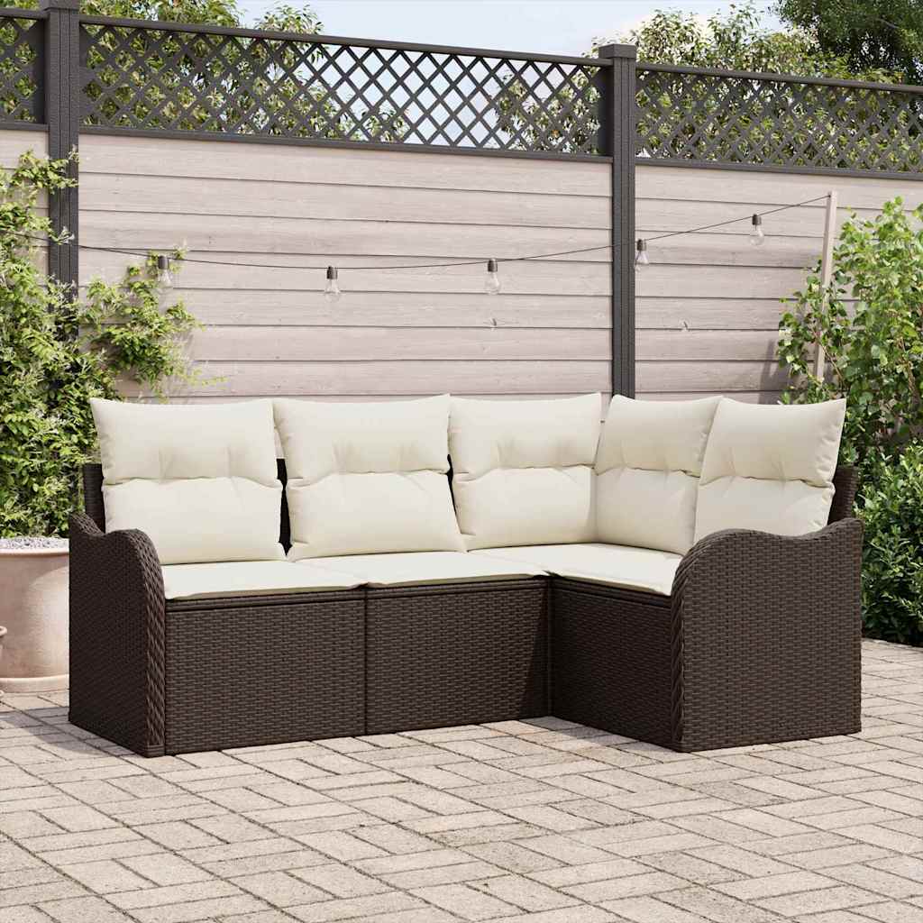 Tuin Sofa Set met opslag 4 pcs Bruin poly rattan is nu te koop bij PeponiXL, paradijselijk wonen!