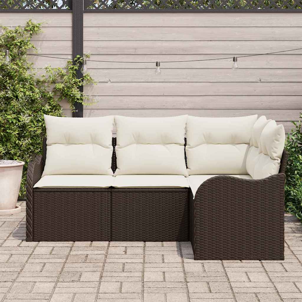 Tuin Sofa Set met opslag 4 pcs Bruin poly rattan is nu te koop bij PeponiXL, paradijselijk wonen!