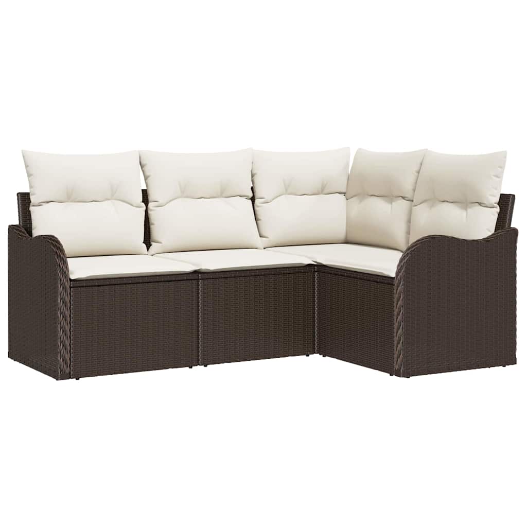 Tuin Sofa Set met opslag 4 pcs Bruin poly rattan is nu te koop bij PeponiXL, paradijselijk wonen!