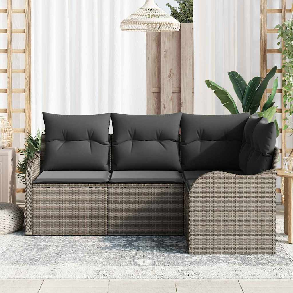Tuin Sofa Set met opslag 4 pcs Grijs poly rattan is nu te koop bij PeponiXL, paradijselijk wonen!
