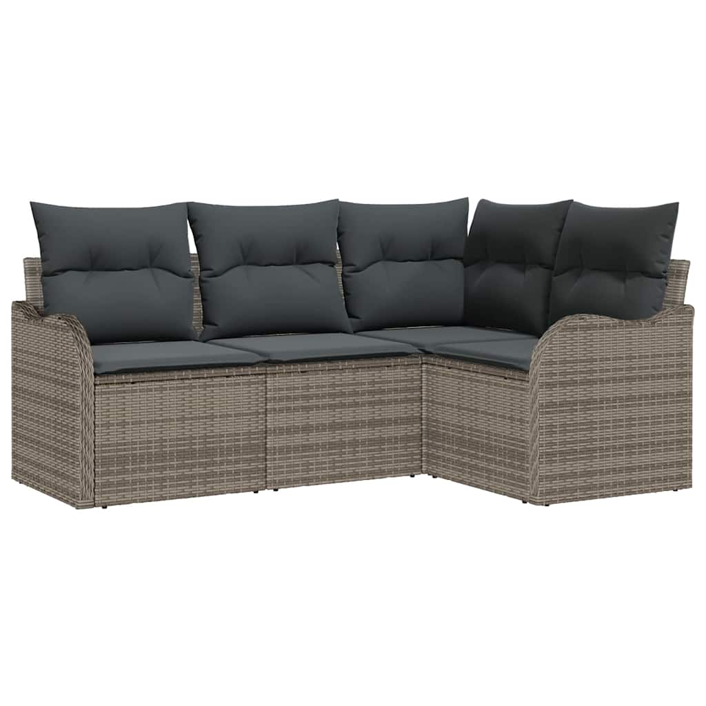 Tuin Sofa Set met opslag 4 pcs Grijs poly rattan is nu te koop bij PeponiXL, paradijselijk wonen!