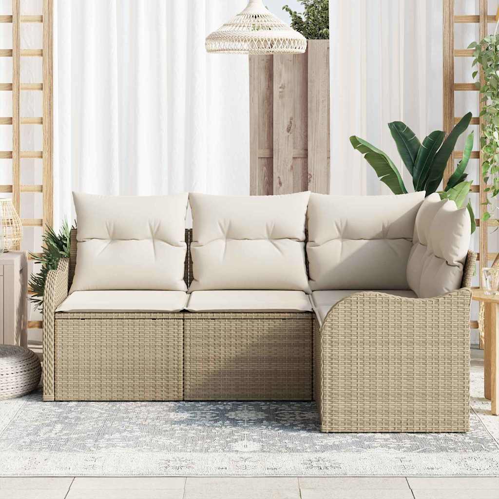 Tuin Sofa Set met opslag 4 pcs Beige poly rattan is nu te koop bij PeponiXL, paradijselijk wonen!
