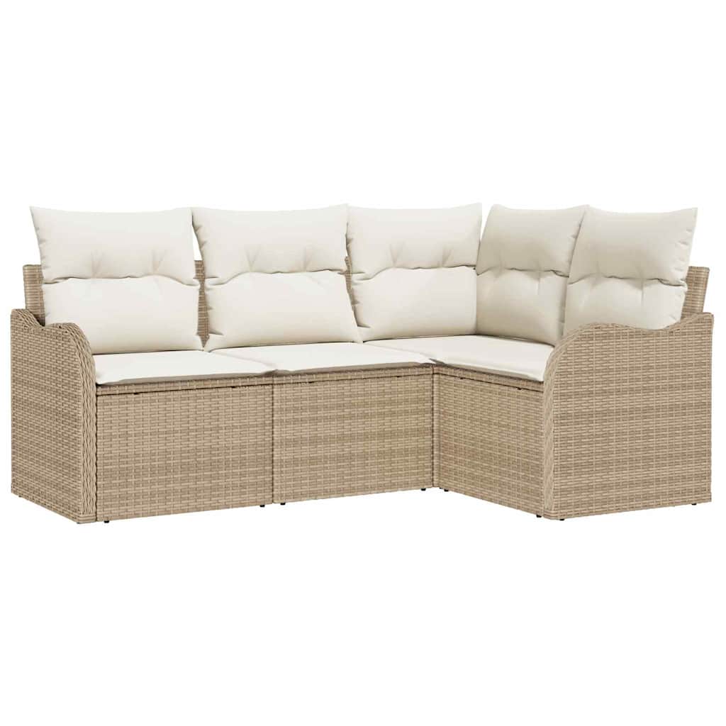 Tuin Sofa Set met opslag 4 pcs Beige poly rattan is nu te koop bij PeponiXL, paradijselijk wonen!
