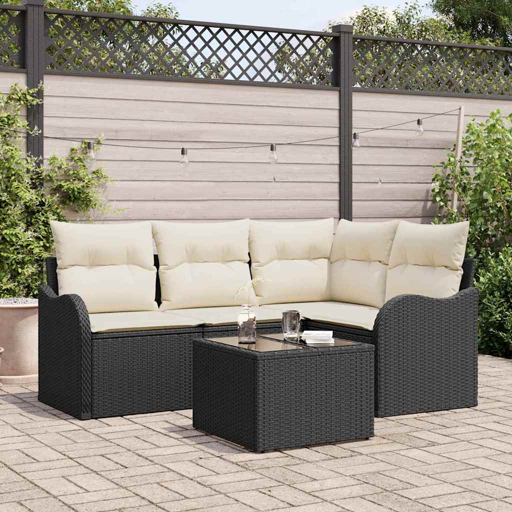 Tuin Sofa Set met opslag 5 pcs Bruin poly rattan is nu te koop bij PeponiXL, paradijselijk wonen!