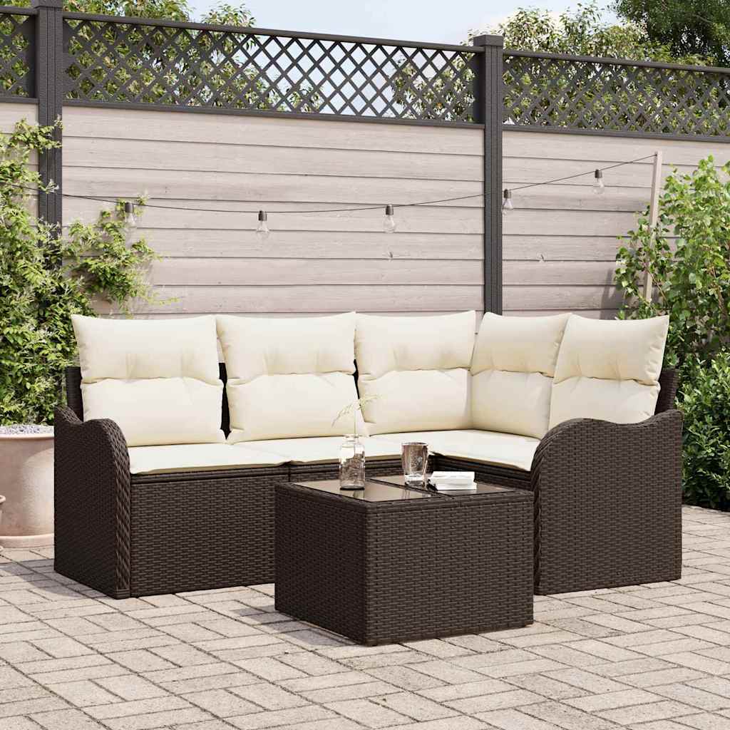 Tuin Sofa Set met opslag 5 pcs Grijs poly rattan is nu te koop bij PeponiXL, paradijselijk wonen!