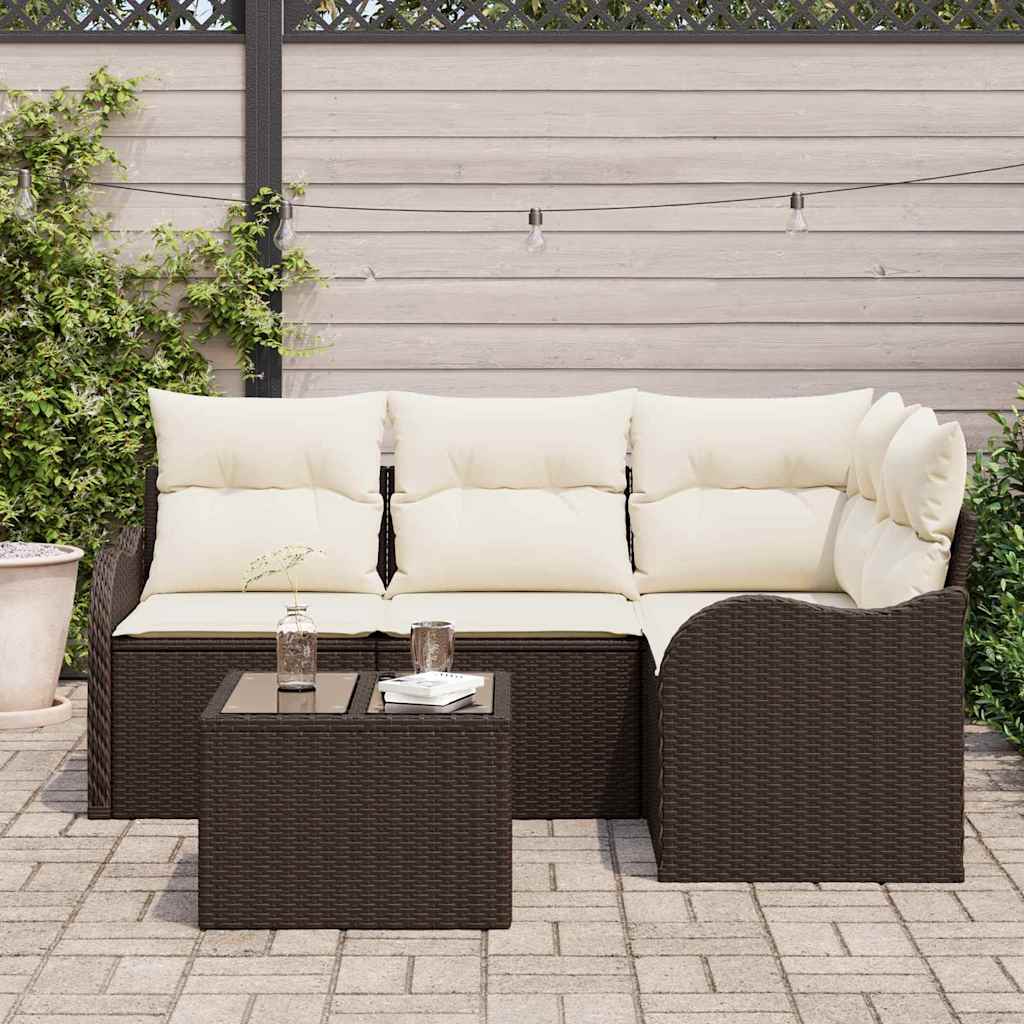 Tuin Sofa Set met opslag 5 pcs Grijs poly rattan is nu te koop bij PeponiXL, paradijselijk wonen!
