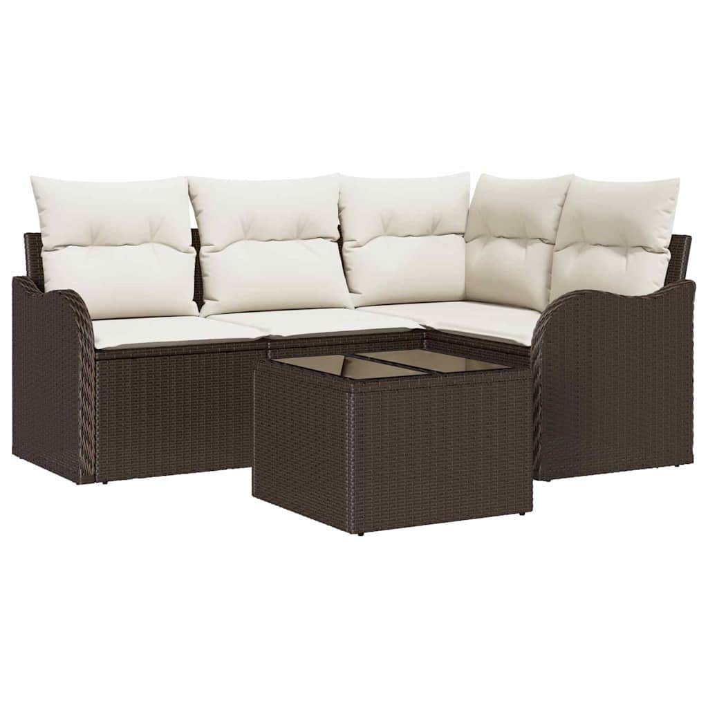 Tuin Sofa Set met opslag 5 pcs Grijs poly rattan is nu te koop bij PeponiXL, paradijselijk wonen!