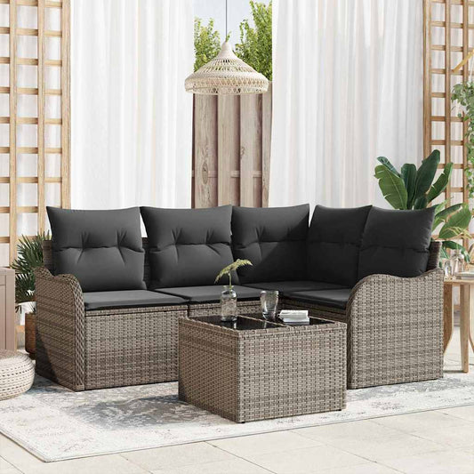 Tuin Sofa Set met opslag 5 pcs Zwart poly rattan is nu te koop bij PeponiXL, paradijselijk wonen!