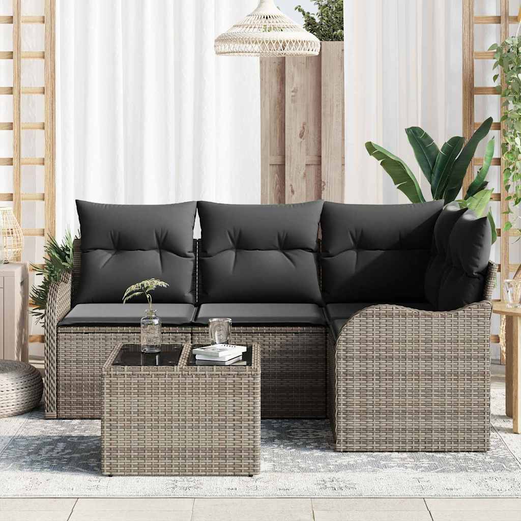 Tuin Sofa Set met opslag 5 pcs Zwart poly rattan is nu te koop bij PeponiXL, paradijselijk wonen!