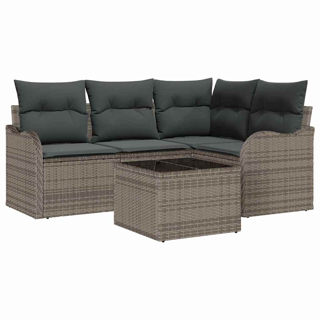 Tuin Sofa Set met opslag 5 pcs Zwart poly rattan is nu te koop bij PeponiXL, paradijselijk wonen!