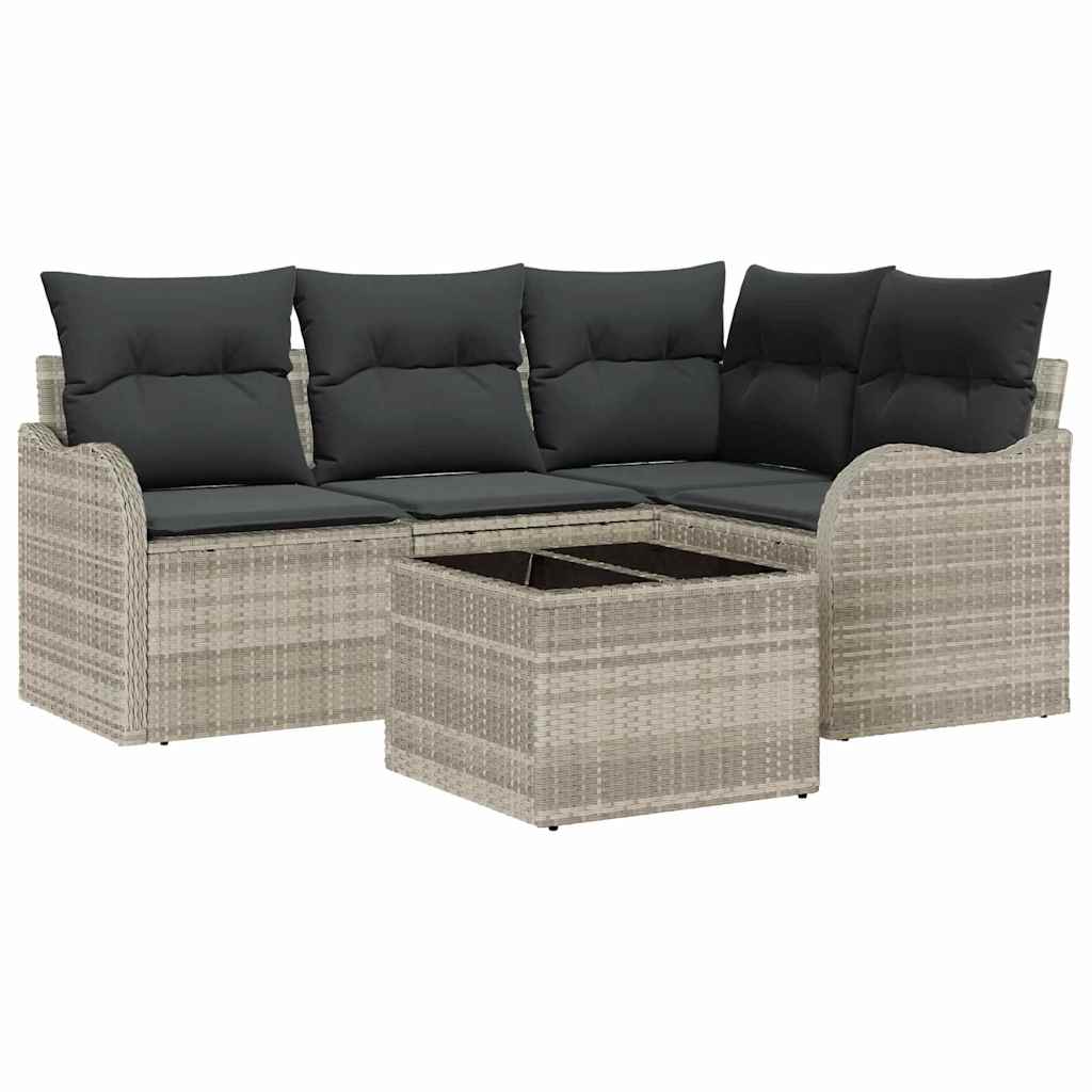 Tuin Sofa Set met opslag 5 pcs Grijs poly rattan is nu te koop bij PeponiXL, paradijselijk wonen!
