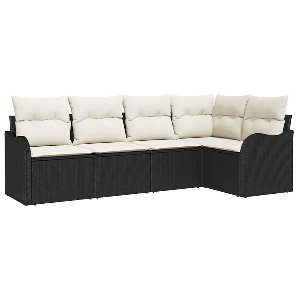 Tuin Sofa Set met opslag 5 pcs Zwart poly rattan is nu te koop bij PeponiXL, paradijselijk wonen!