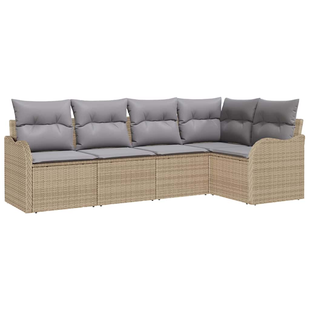 Tuin Sofa Set met opslag 5 pcs Beige poly rattan is nu te koop bij PeponiXL, paradijselijk wonen!