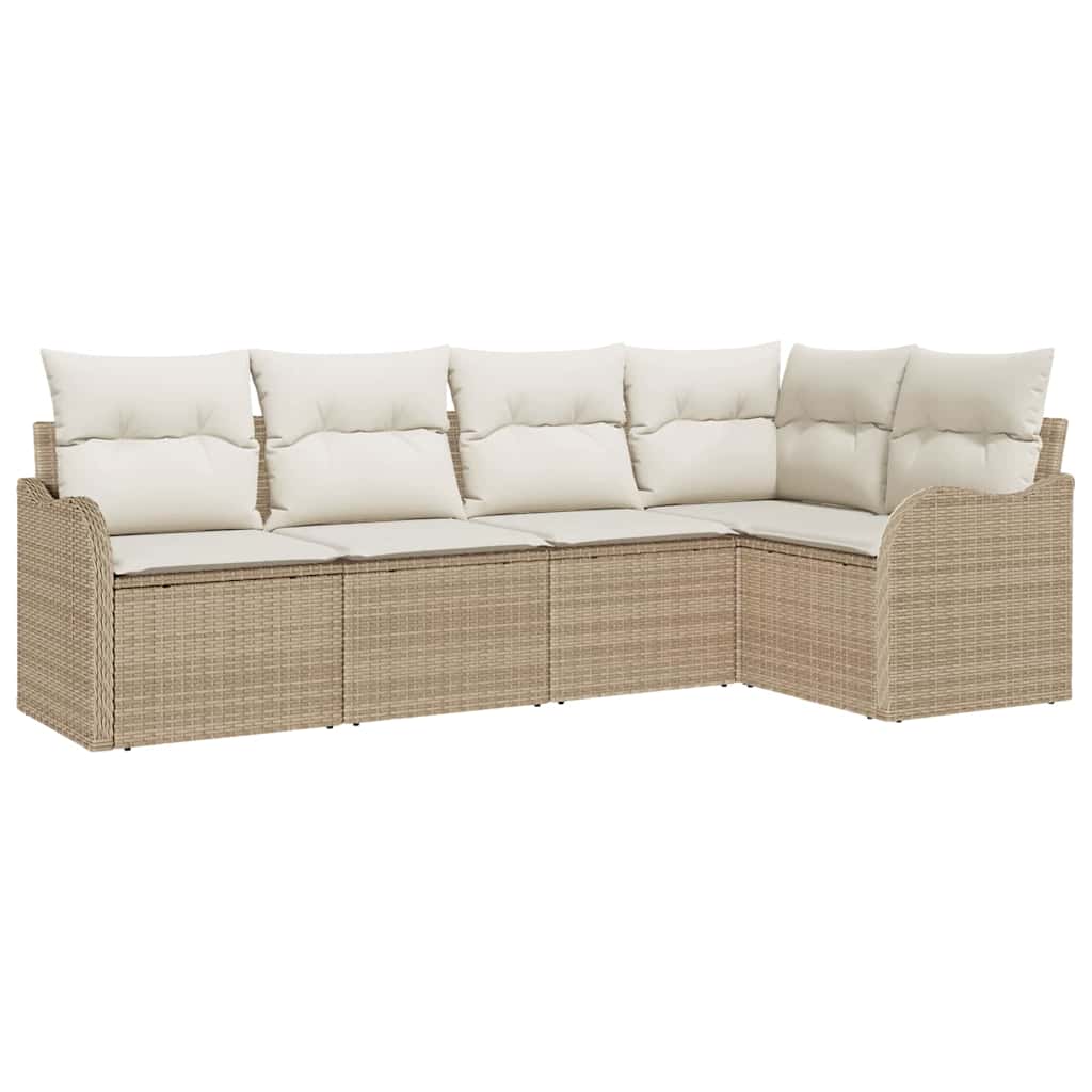 Tuin Sofa Set met opslag 5 pcs Beige poly rattan is nu te koop bij PeponiXL, paradijselijk wonen!