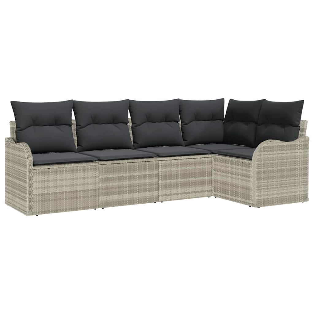 Tuin Sofa Set met opslag 5 pcs Lichtgrijs poly rattan is nu te koop bij PeponiXL, paradijselijk wonen!
