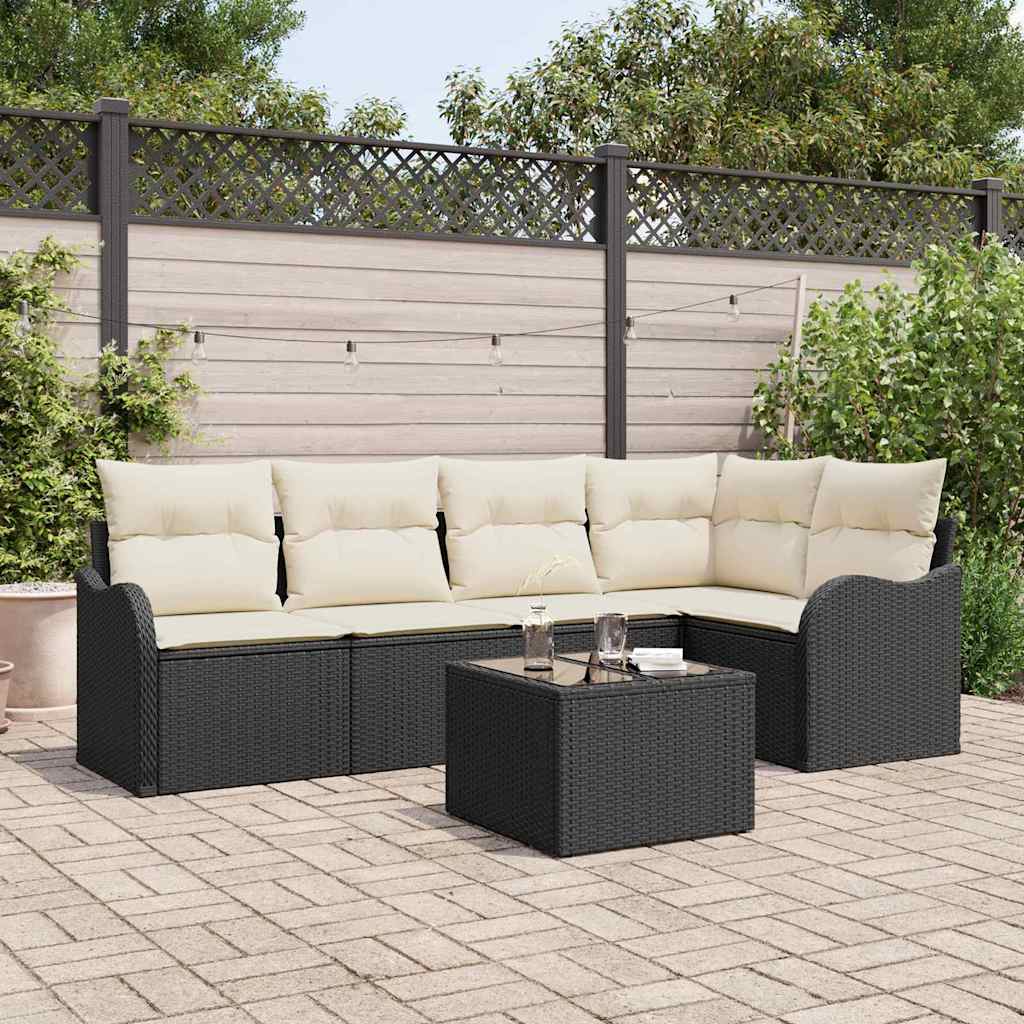 Tuin Sofa Set met opslag 6 pcs Zwart poly rattan is nu te koop bij PeponiXL, paradijselijk wonen!