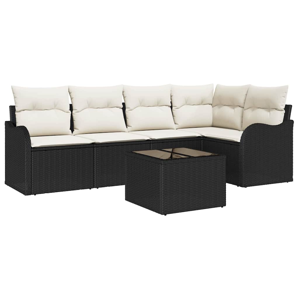 Tuin Sofa Set met opslag 6 pcs Zwart poly rattan is nu te koop bij PeponiXL, paradijselijk wonen!