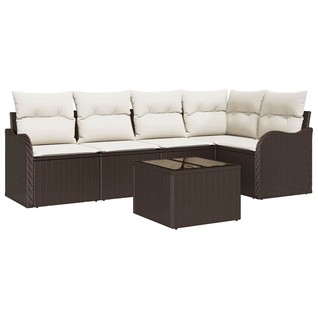 Tuin Sofa Set met opslag 6 pcs Bruin poly rattan is nu te koop bij PeponiXL, paradijselijk wonen!