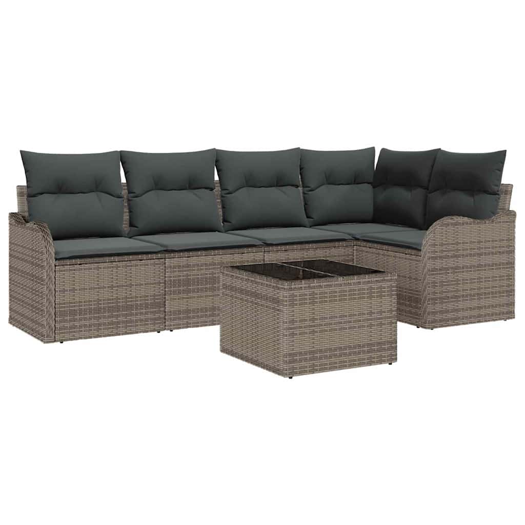 Tuin Sofa Set met opslag 6 pcs Grijs poly rattan is nu te koop bij PeponiXL, paradijselijk wonen!
