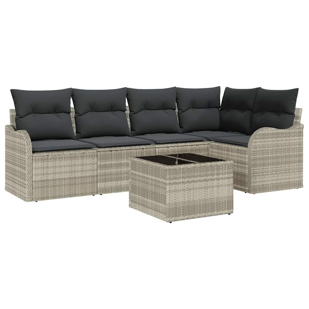 Tuin Sofa Set met opslag 6 pcs Lichtgrijs poly rattan is nu te koop bij PeponiXL, paradijselijk wonen!