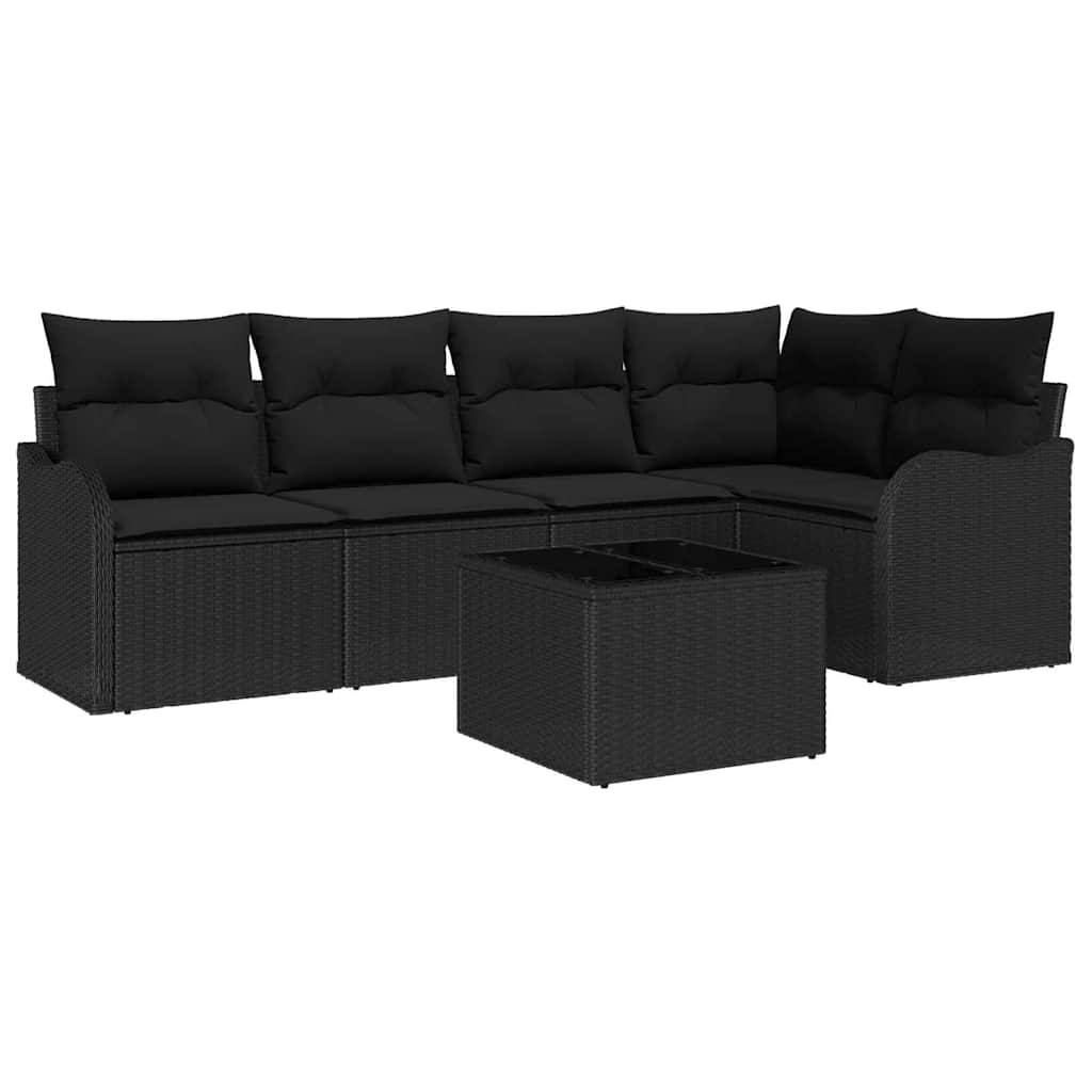 Tuin Sofa Set met opslag 6 pcs Zwart poly rattan is nu te koop bij PeponiXL, paradijselijk wonen!