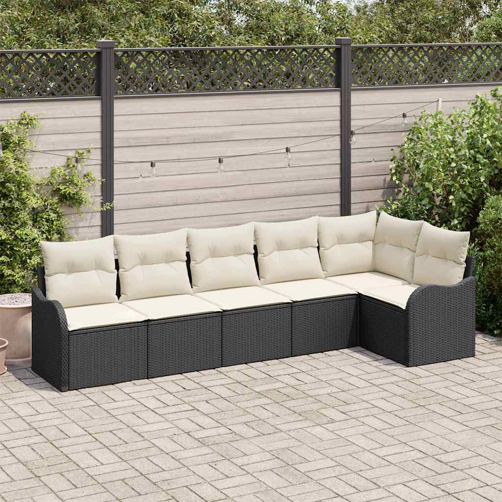Tuin Sofa Set met opslag 6 pcs Zwart poly rattan is nu te koop bij PeponiXL, paradijselijk wonen!
