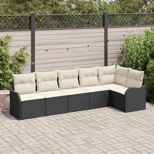 Tuin Sofa Set met opslag 6 pcs Zwart poly rattan is nu te koop bij PeponiXL, paradijselijk wonen!