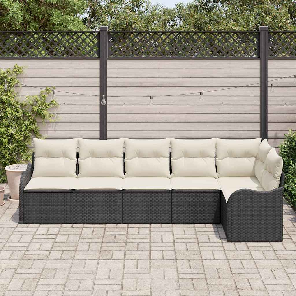 Tuin Sofa Set met opslag 6 pcs Zwart poly rattan is nu te koop bij PeponiXL, paradijselijk wonen!