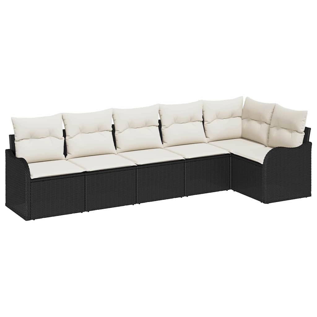 Tuin Sofa Set met opslag 6 pcs Zwart poly rattan is nu te koop bij PeponiXL, paradijselijk wonen!