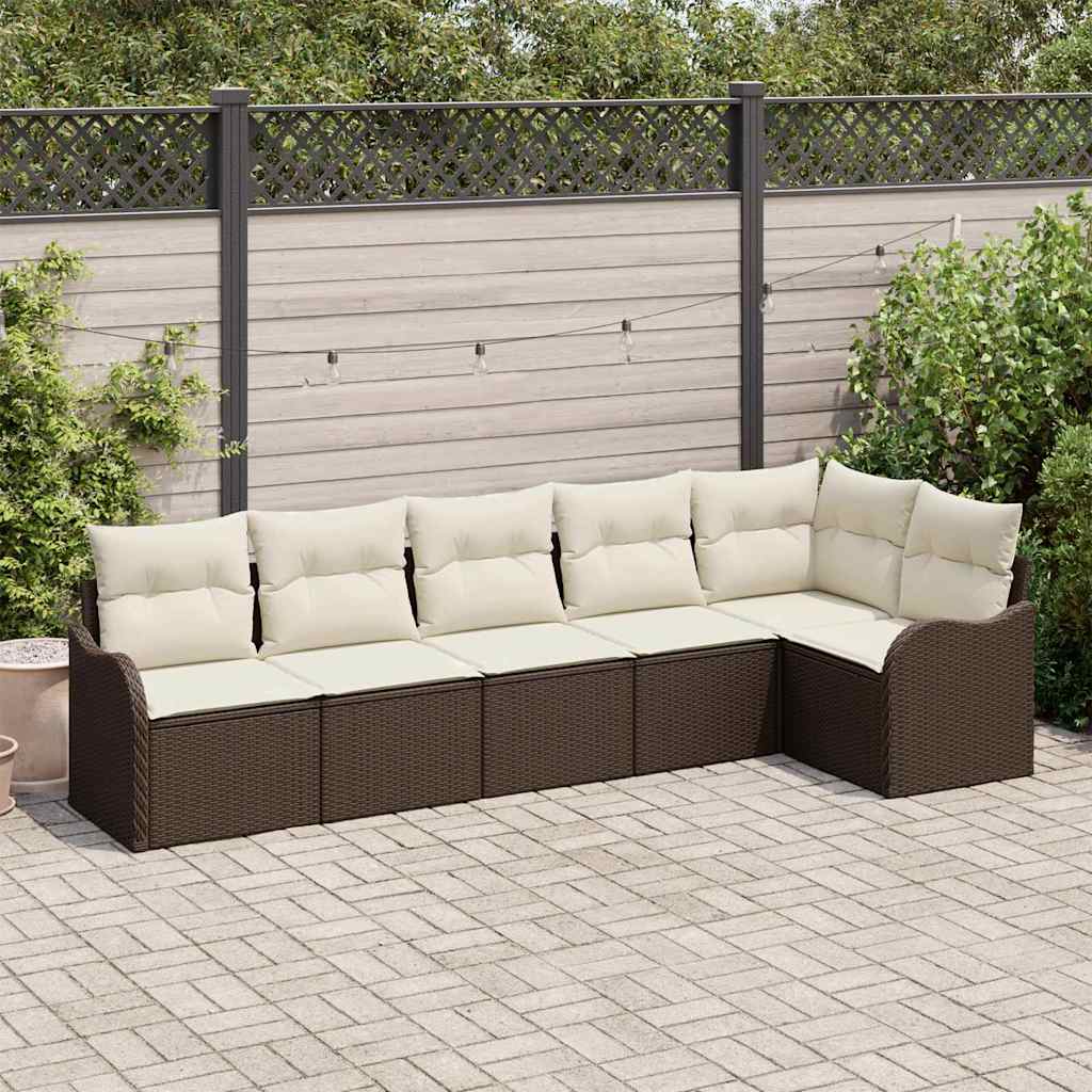 Tuin Sofa Set met opslag 6 pcs Bruin poly rattan is nu te koop bij PeponiXL, paradijselijk wonen!