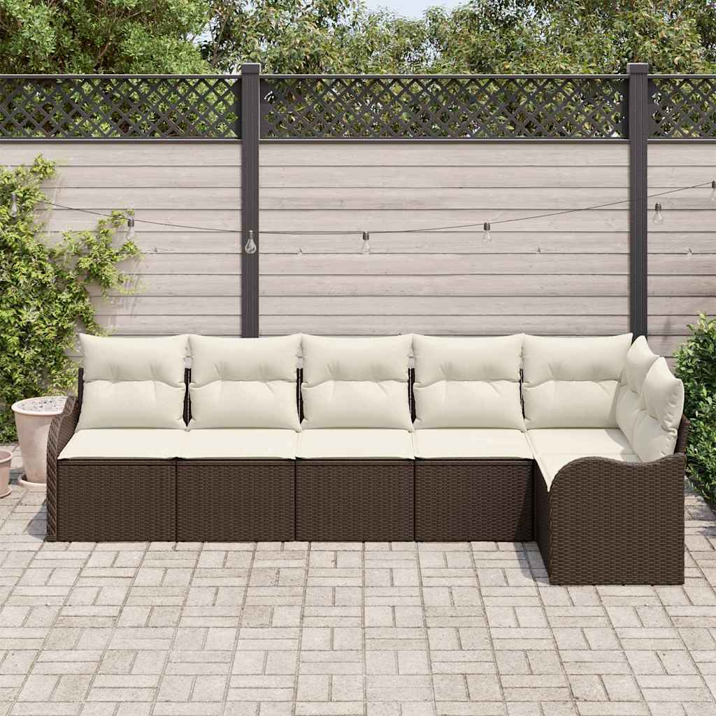 Tuin Sofa Set met opslag 6 pcs Bruin poly rattan is nu te koop bij PeponiXL, paradijselijk wonen!