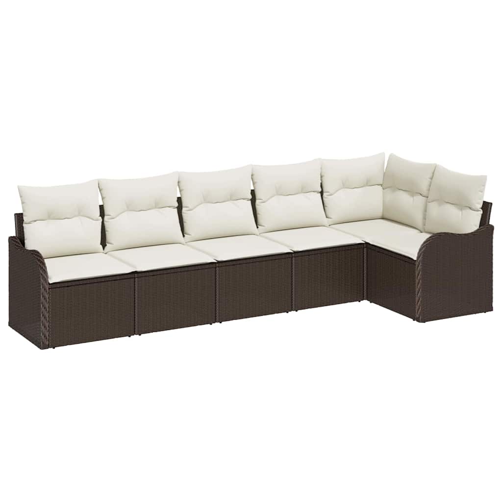 Tuin Sofa Set met opslag 6 pcs Bruin poly rattan is nu te koop bij PeponiXL, paradijselijk wonen!