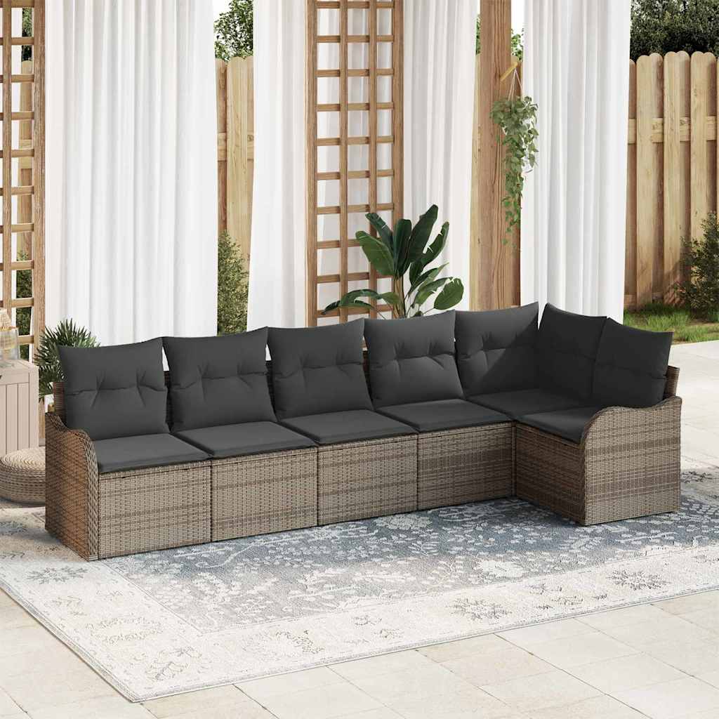 Tuin Sofa Set met opslag 6 pcs Grijs poly rattan is nu te koop bij PeponiXL, paradijselijk wonen!