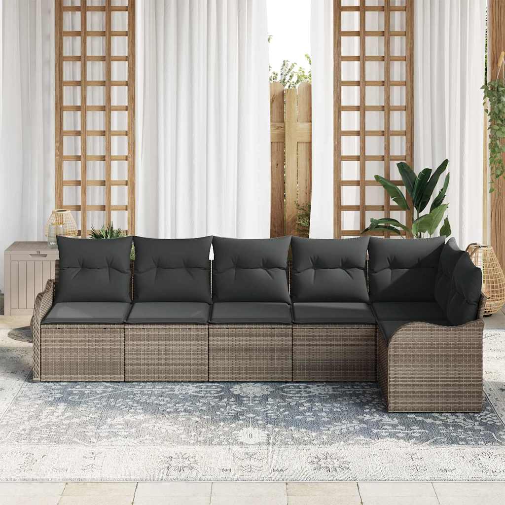 Tuin Sofa Set met opslag 6 pcs Grijs poly rattan is nu te koop bij PeponiXL, paradijselijk wonen!