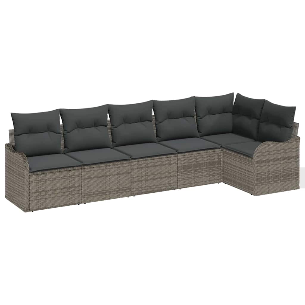 Tuin Sofa Set met opslag 6 pcs Grijs poly rattan is nu te koop bij PeponiXL, paradijselijk wonen!