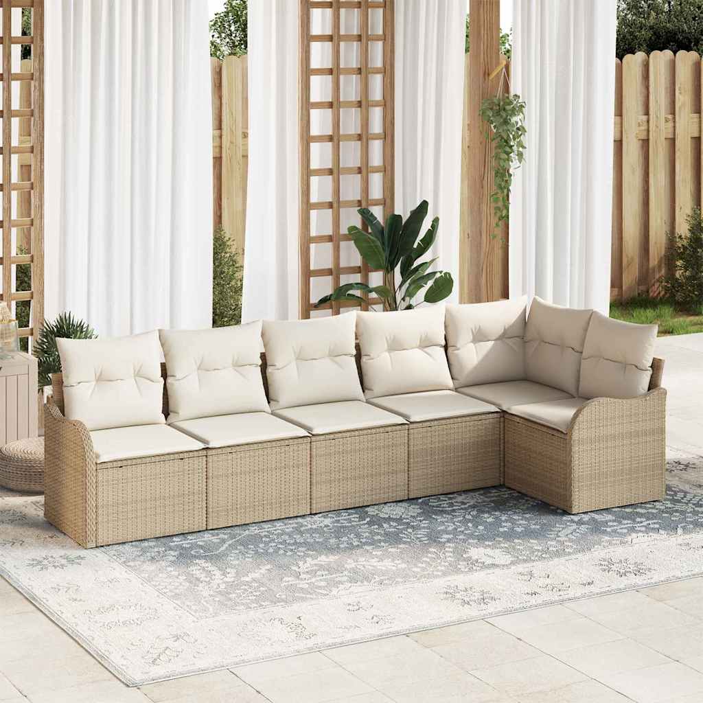 Tuin Sofa Set met opslag 6 pcs Beige poly rattan is nu te koop bij PeponiXL, paradijselijk wonen!