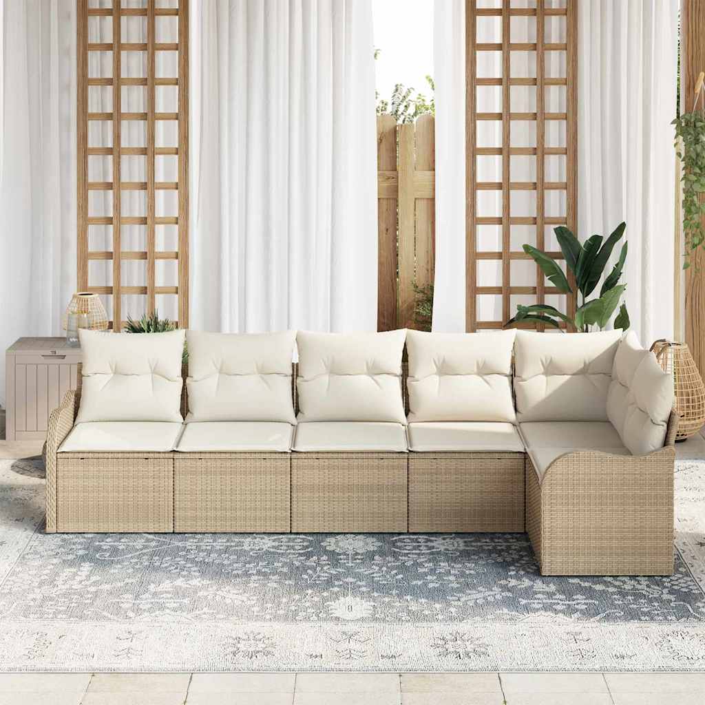 Tuin Sofa Set met opslag 6 pcs Beige poly rattan is nu te koop bij PeponiXL, paradijselijk wonen!
