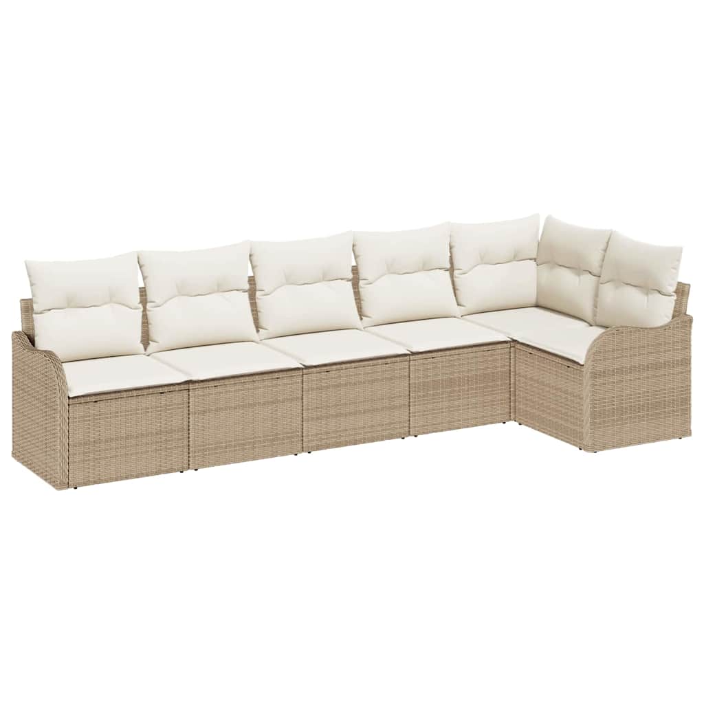 Tuin Sofa Set met opslag 6 pcs Beige poly rattan is nu te koop bij PeponiXL, paradijselijk wonen!