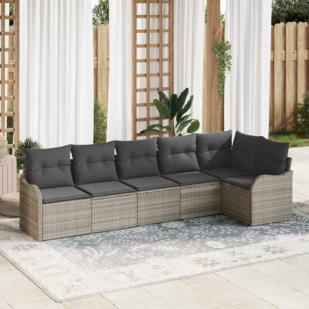 Tuin Sofa Set met opslag 6 pcs Lichtgrijs poly rattan is nu te koop bij PeponiXL, paradijselijk wonen!