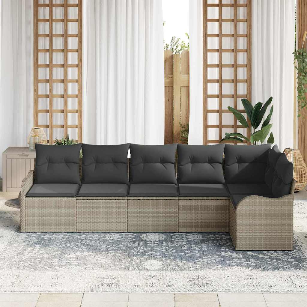 Tuin Sofa Set met opslag 6 pcs Lichtgrijs poly rattan is nu te koop bij PeponiXL, paradijselijk wonen!