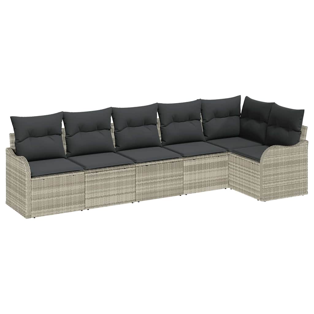 Tuin Sofa Set met opslag 6 pcs Lichtgrijs poly rattan is nu te koop bij PeponiXL, paradijselijk wonen!