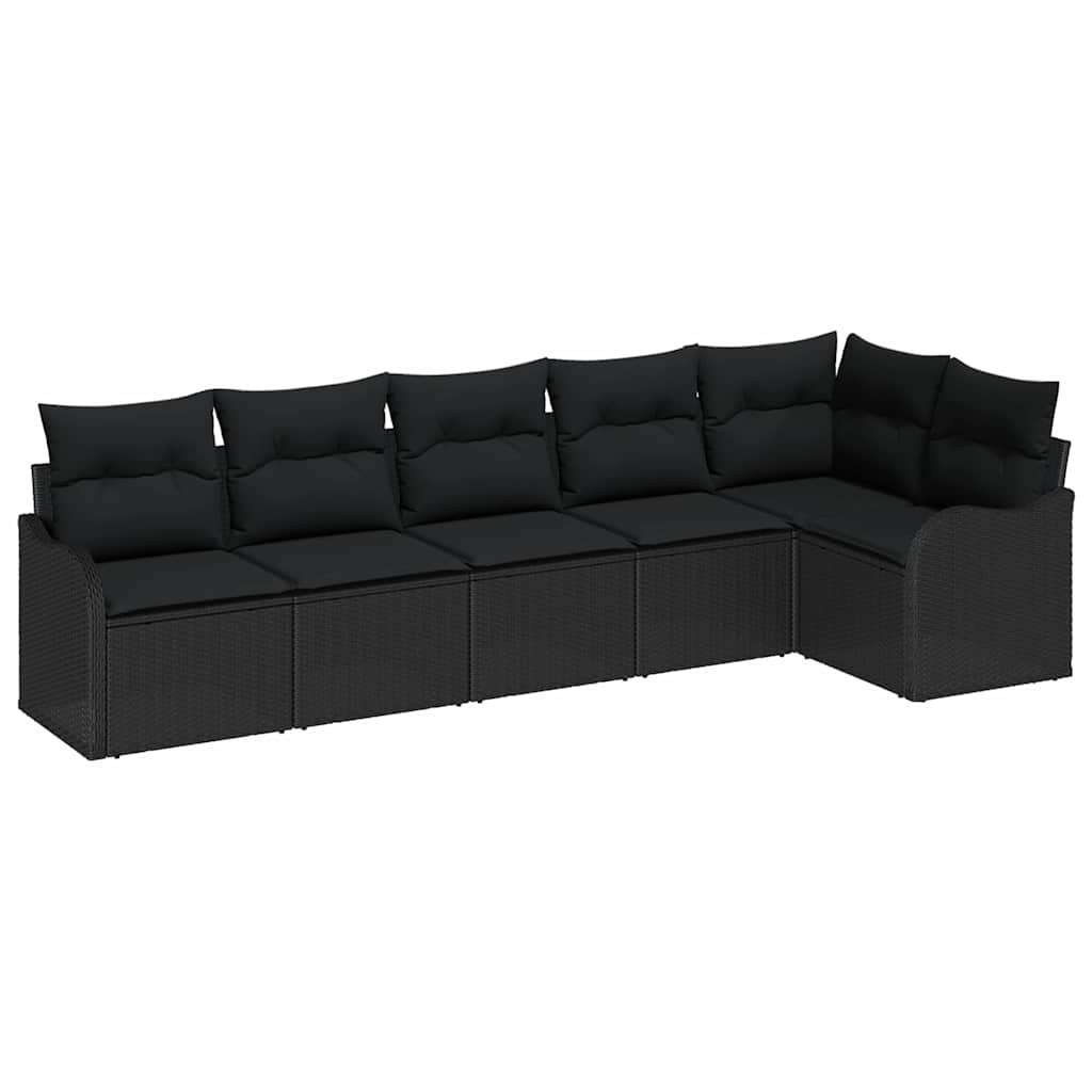 Tuin Sofa Set met opslag 6 pcs Zwart poly rattan is nu te koop bij PeponiXL, paradijselijk wonen!