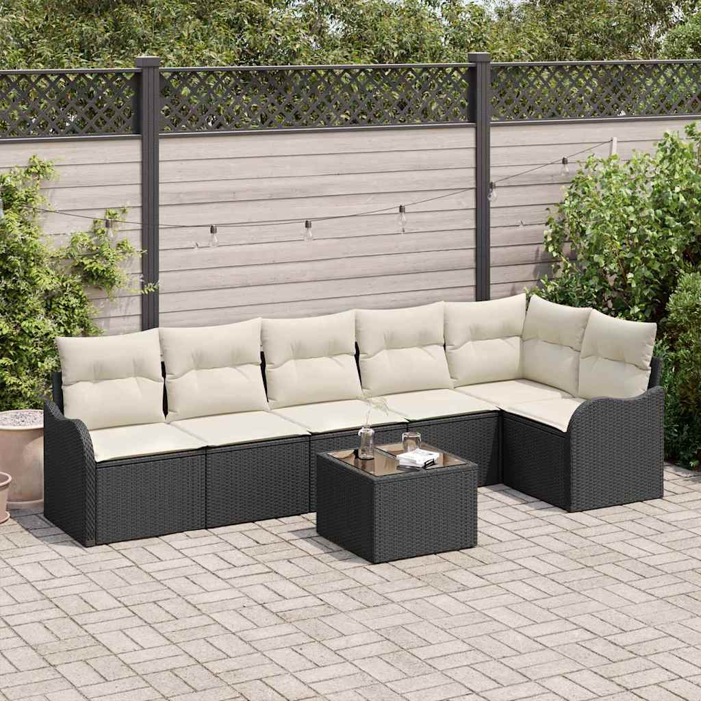 Tuin Sofa Set met kussen met opslag 7 pcs Bruin Poly riet is nu te koop bij PeponiXL, paradijselijk wonen!
