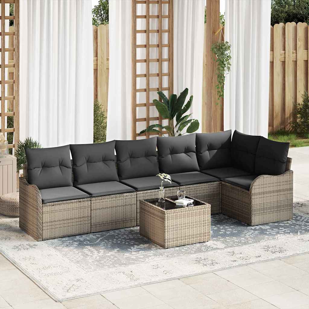 Tuin Sofa Set met kussen met opslag 7 pcs Zwart Poly riet is nu te koop bij PeponiXL, paradijselijk wonen!