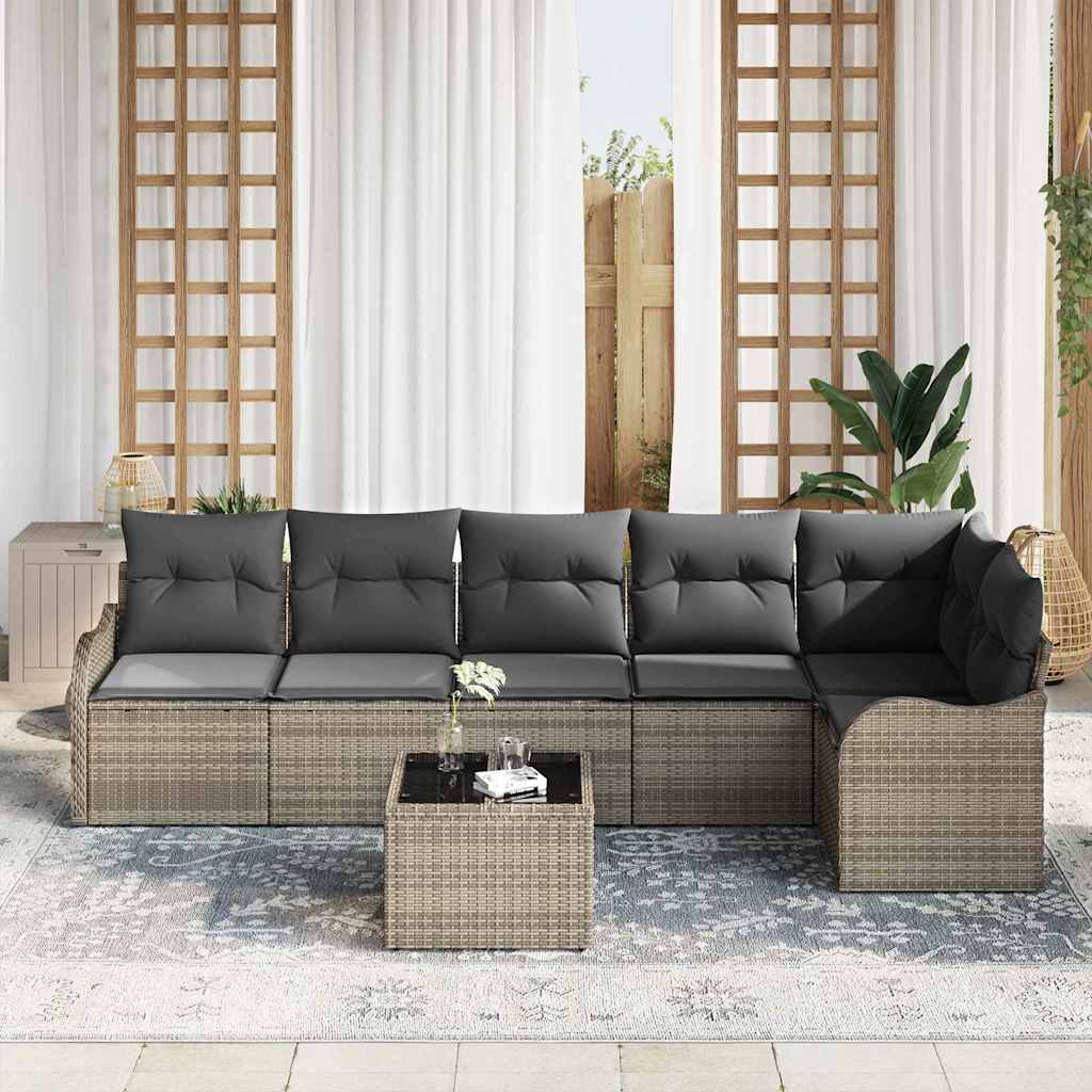 Tuin Sofa Set met kussen met opslag 7 pcs Zwart Poly riet is nu te koop bij PeponiXL, paradijselijk wonen!